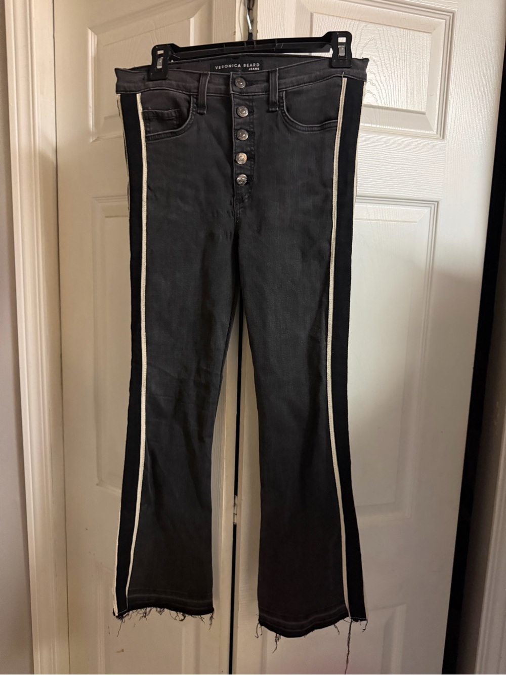 Veronica Beard Black Jeans with White Side Stripe size 29